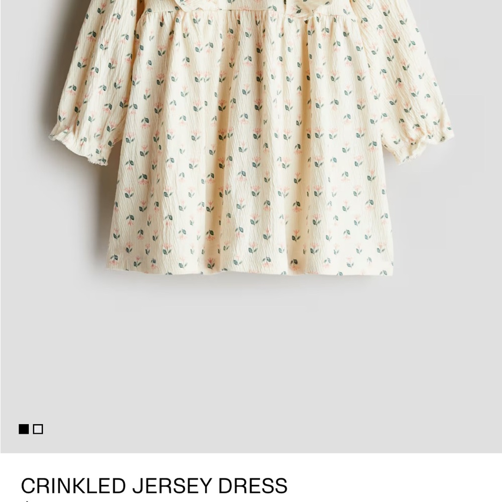 H&M Cream Floral Crinkled Jersey Dress